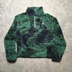 Nike ACG Polartec Pullover Mens Small Green Camo 1/4 Zip Fleece Wolf Tree