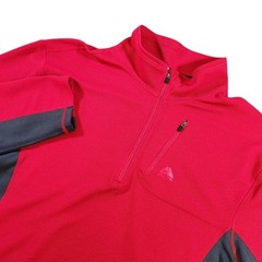 Nike ACG Drifit Waffle Knit 1/4 Zip Mens XXL Red Gray Swoosh Active Breathable