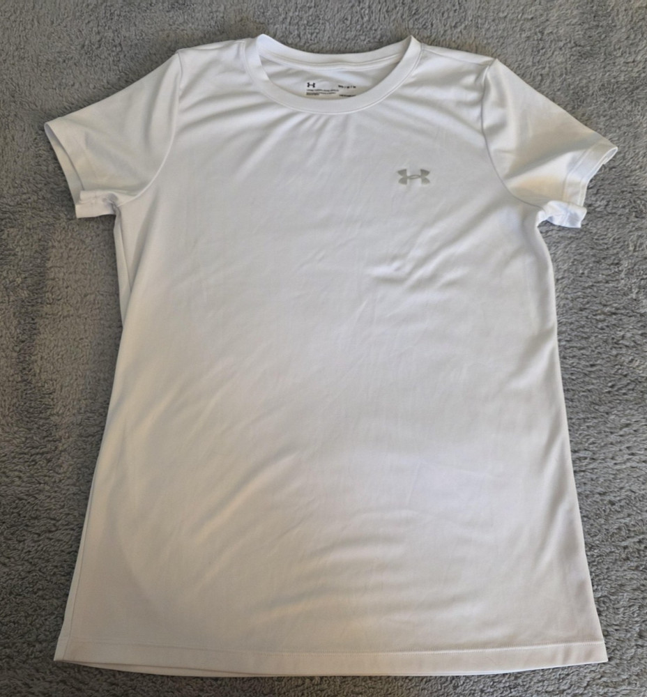 Under Armour Shirt Mens Medium White HeatGear Athletic Performance Loose Tee