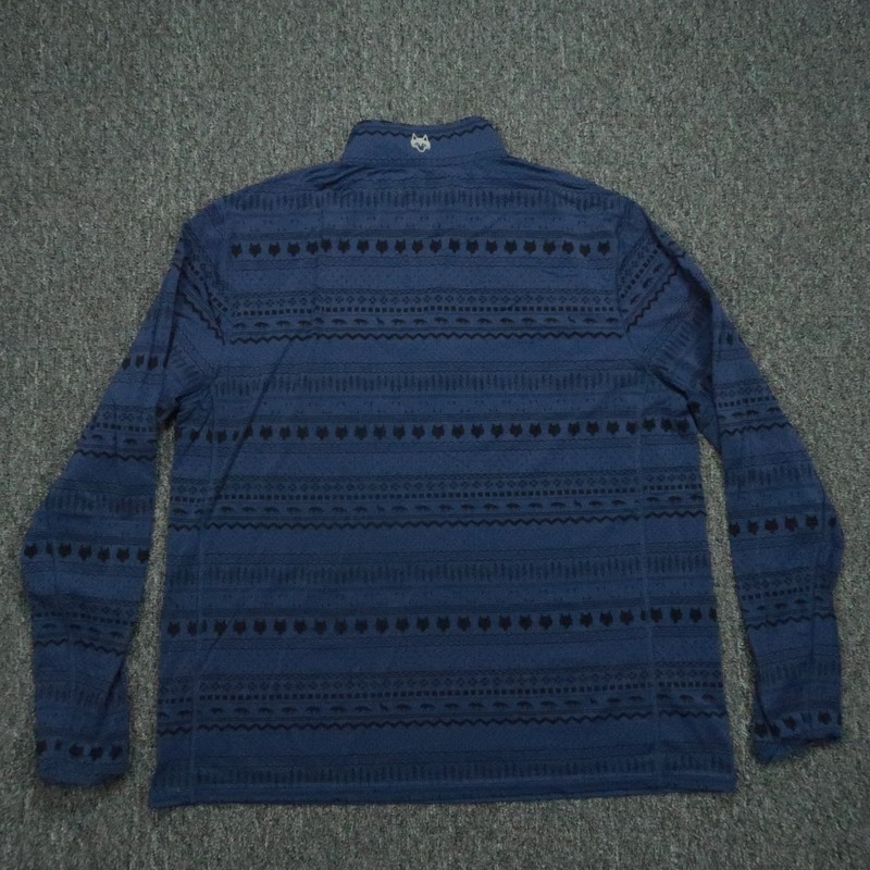 Greyson Pullover Men Large Blue Geo Wolf Print Performance Quarter Zip Midweight gallery