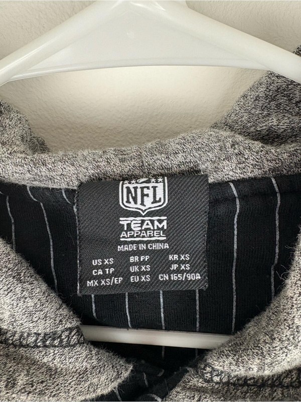 NFL Black Pinstripe Oakland Raiders Hooded Button-Up Jersey XS Good Condition gallery