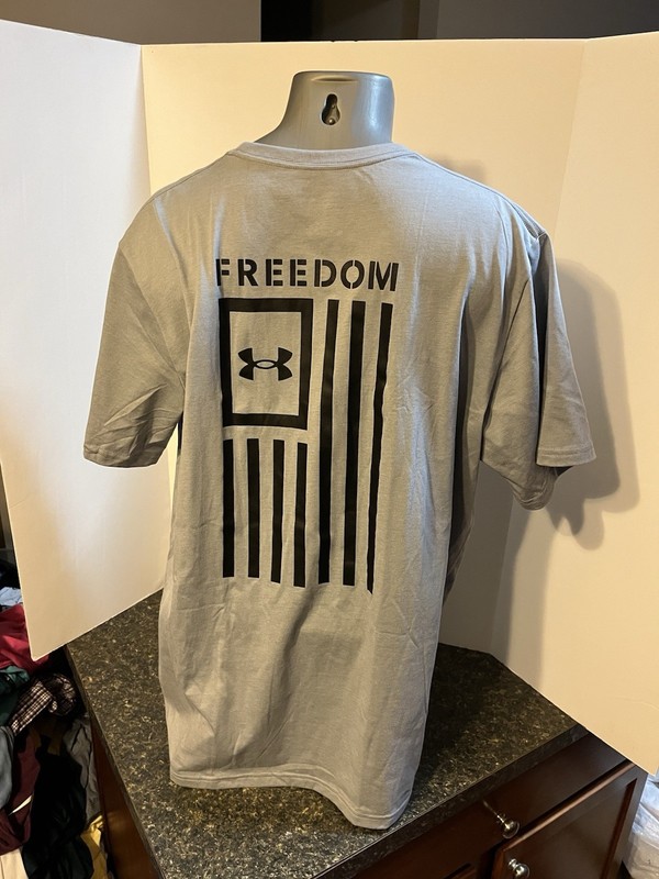 Under Armour Freedom Men's T-Shirt Gray XXL - Cotton Poly - NWT gallery