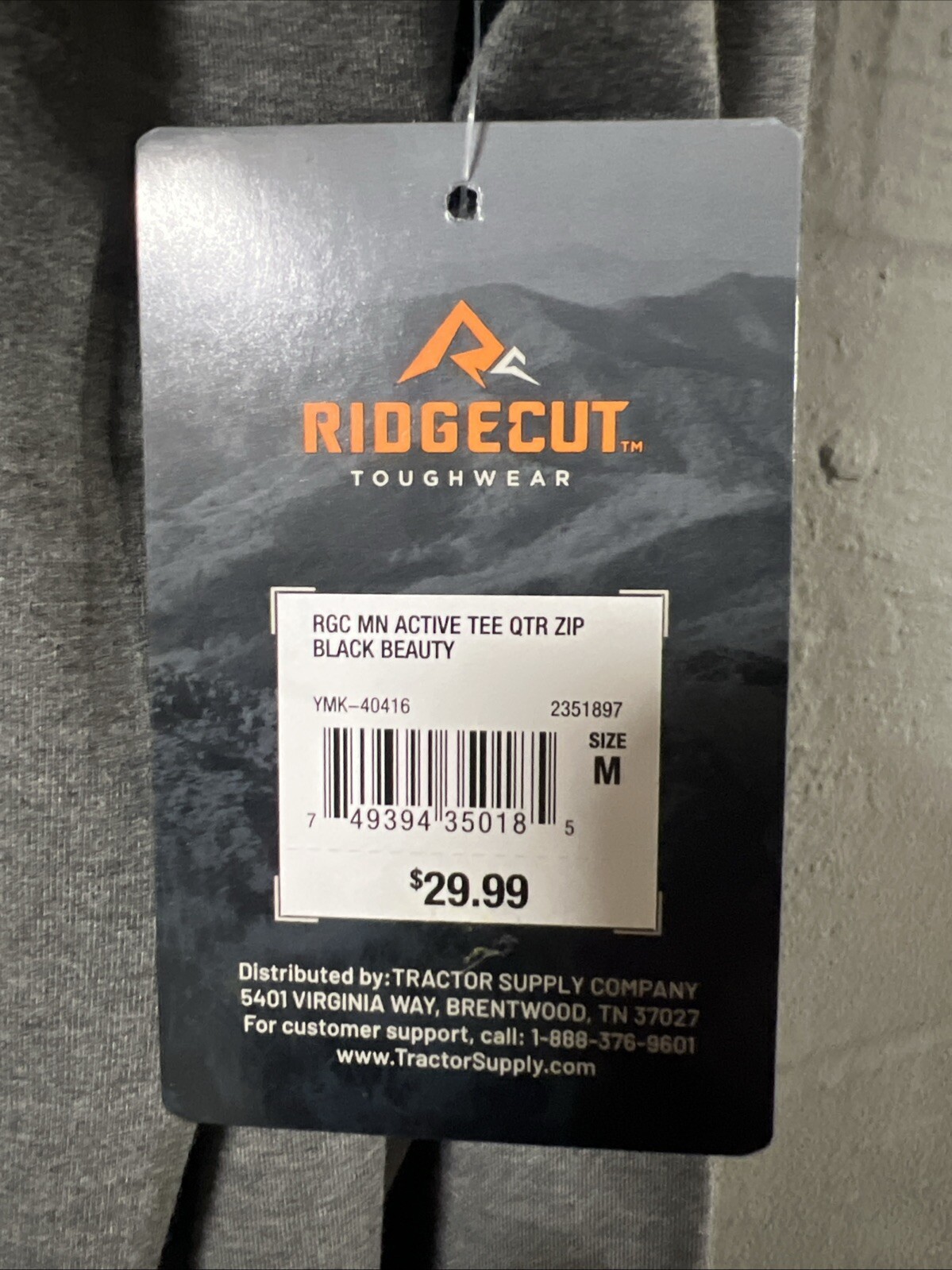 Ridgecut Men’s Active Tee/Quarter Zip Charcoal Grey Medium Light Weight Pocket gallery