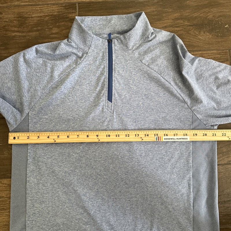 Holderness & Bourne Darrow Pullover Men M Blue Heather Quarter Zip Golf Stretch gallery