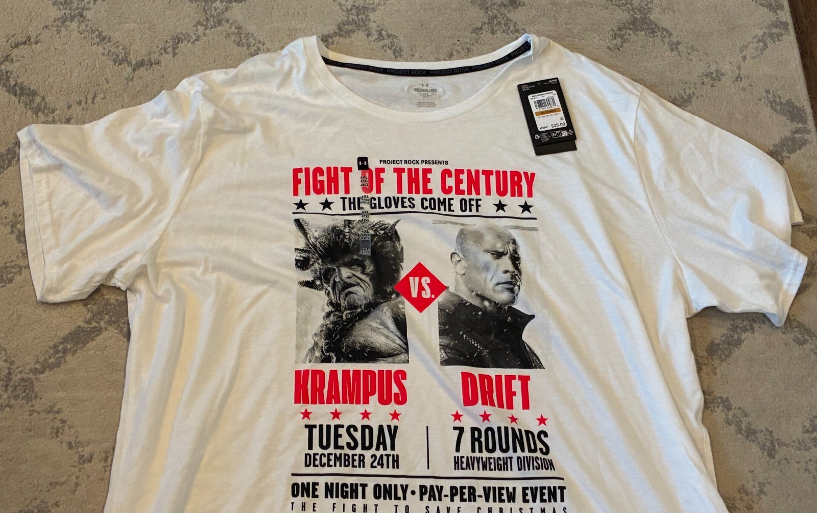 NWT Men's 4XL Under Armour Project Rock Shirt Red One Fight 6003013 100 White UA gallery