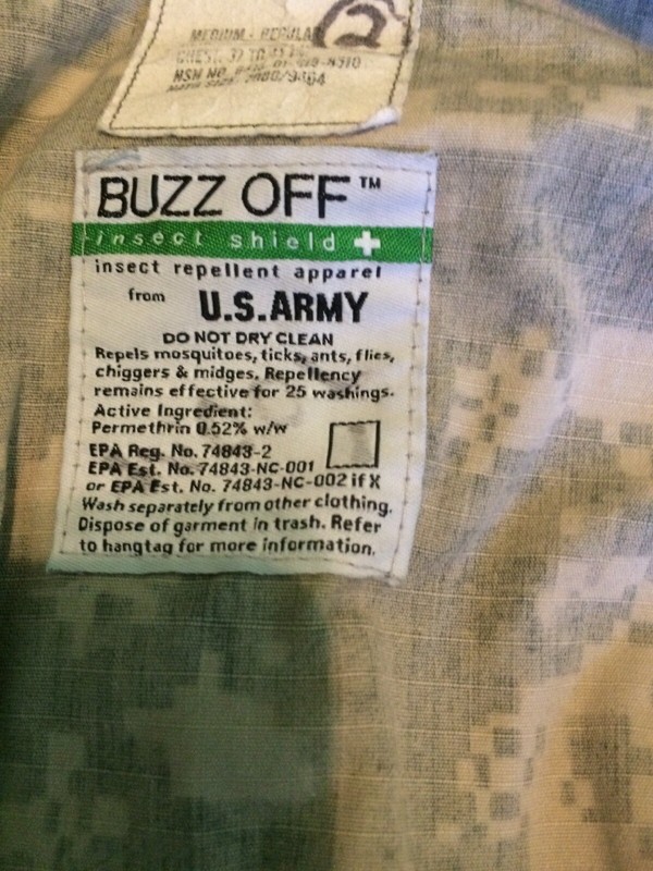Buzz Off U.S. Army Insect Repellant Shirt.size Med-Reg.Ht. 67To71 In.37-41chest gallery