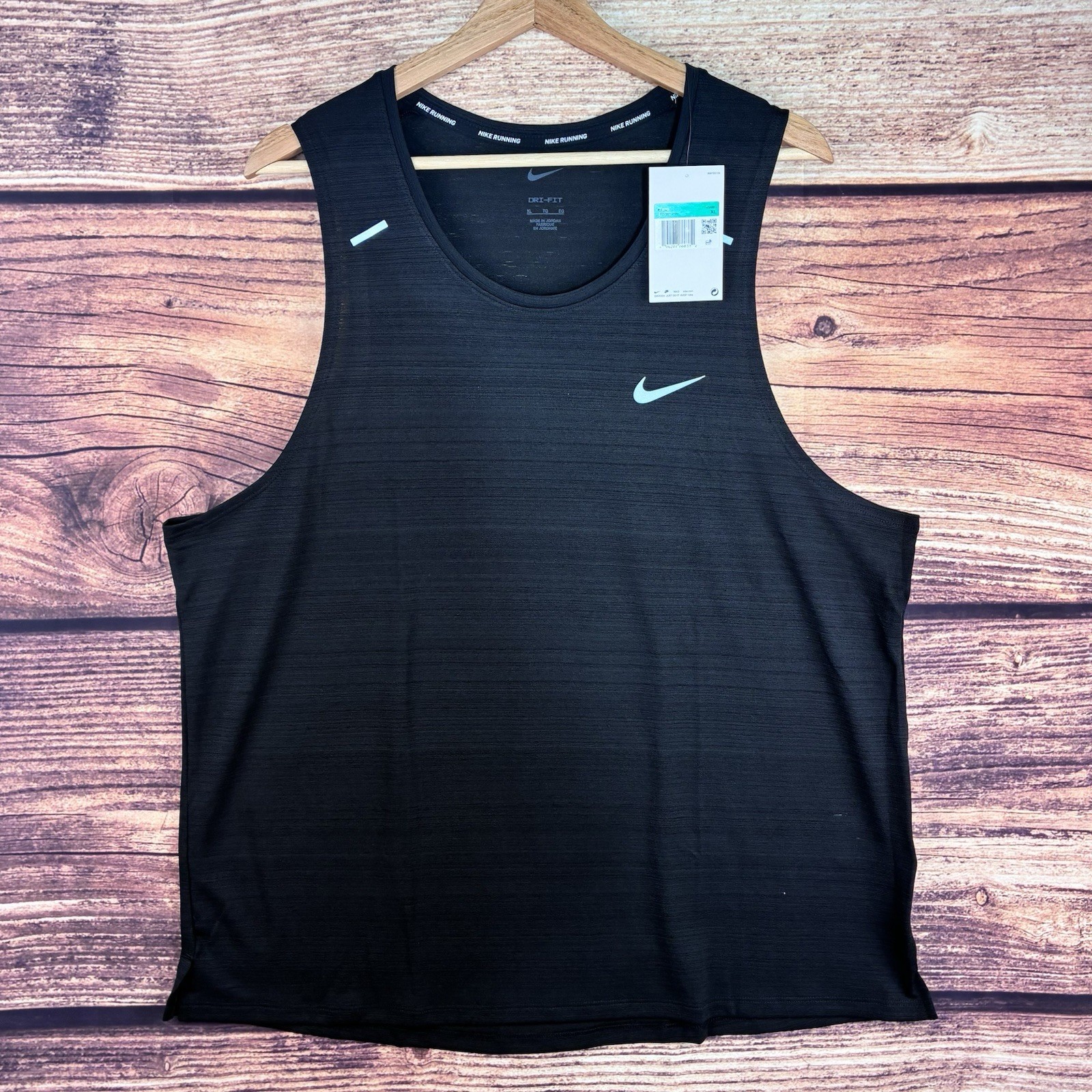 Nike Dri-Fit Miller Men's Running Tank Top Black Silver Swoosh XL CU5982-010 NWT gallery