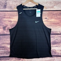 Nike Dri-Fit Miller Men’s Running Tank Top Black Silver Swoosh XL CU5982-010 NWT