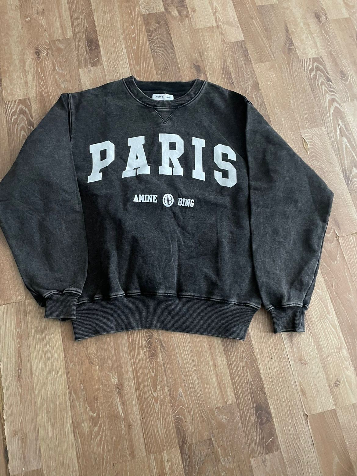 Anine Bing — Ramona Sweatshirt "Paris" — Washed Black — New With Tags Size M gallery
