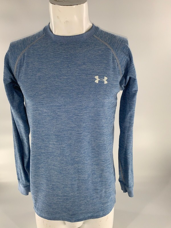 Under Armour Fitted Pullover Sweatshirt M Men Light Blue Poly Crew YGI D2-403 gallery
