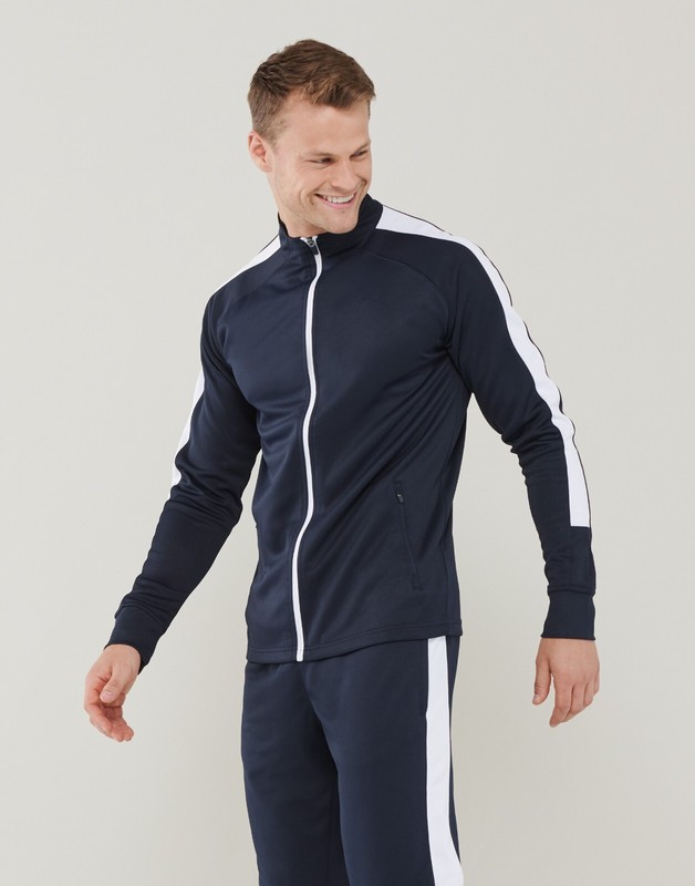 Track Jacket Full Zip Up Two Tone Tracksuit Top Sports Activewear Men Women gallery
