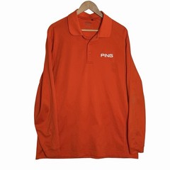 PING Apparel Long Sleeve Performance Golf Shirt Mens XL Orange Sports Outdoors
