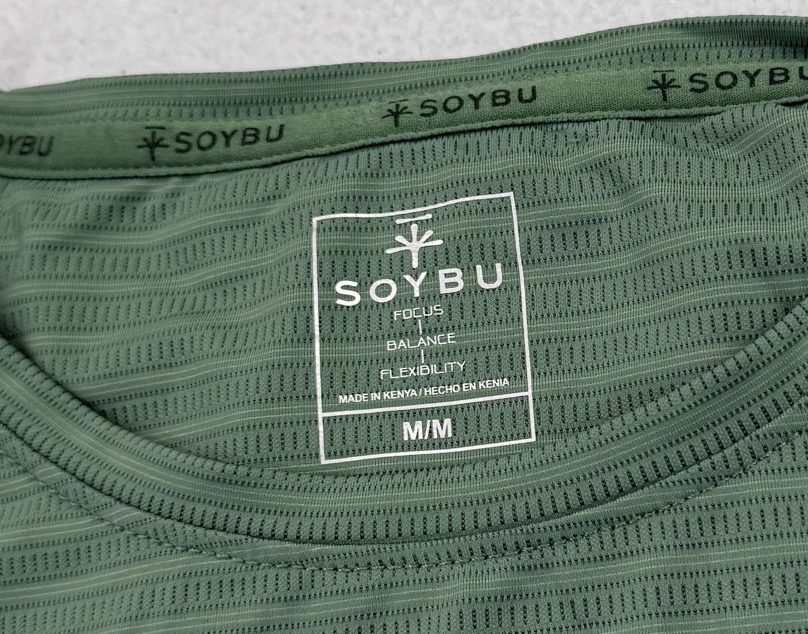 Soybu Men's One-Piece 4-Way Stretch Moisture Wicking Active Tee, Green, Size M gallery