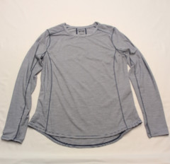 Duluth Trading Co Women’s Blue/White Striped Performance Thumbhole Shirt L 37306