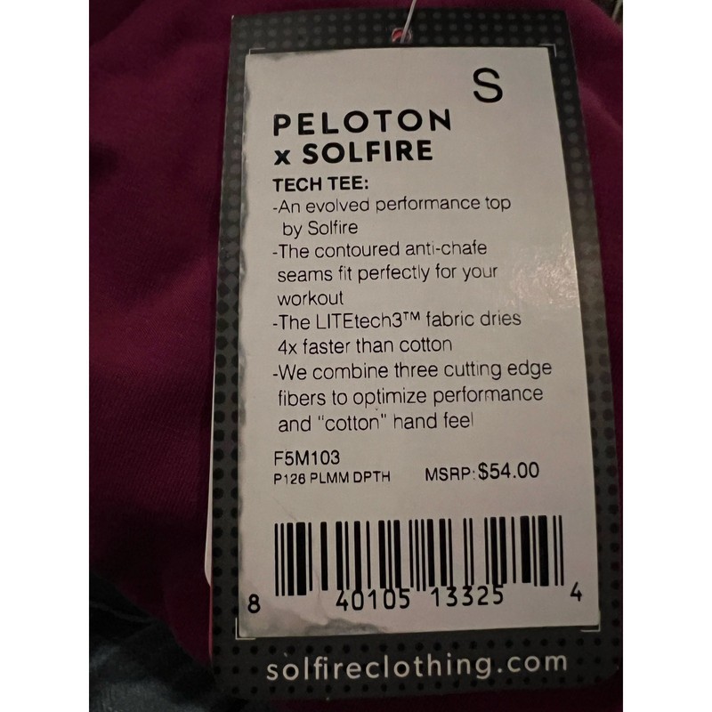 NWT Peloton Solfire LiteTech3 T-shirt Adult size small red A287 gallery