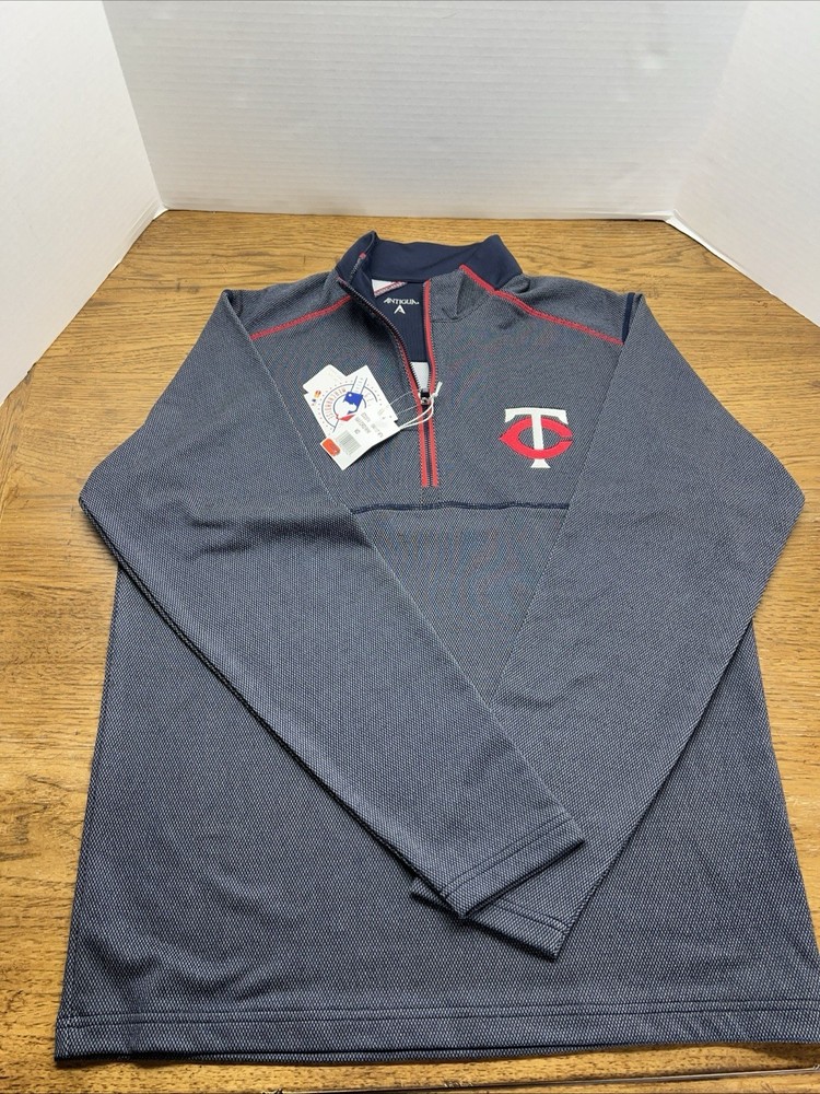 Minnesota Twins Shirt Mens Medium Antigua Activewear Long Sleeve Quarter Zip NWT
