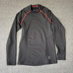 Nike Pro Dri-FIT Mens Small Black Red Long Sleeve Compression Shirt Mock Neck