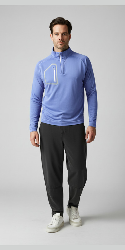 PETER MILLAR Mens MEDIUM Forge Performance Quarter-Zip Pullover Port Blue NEW gallery
