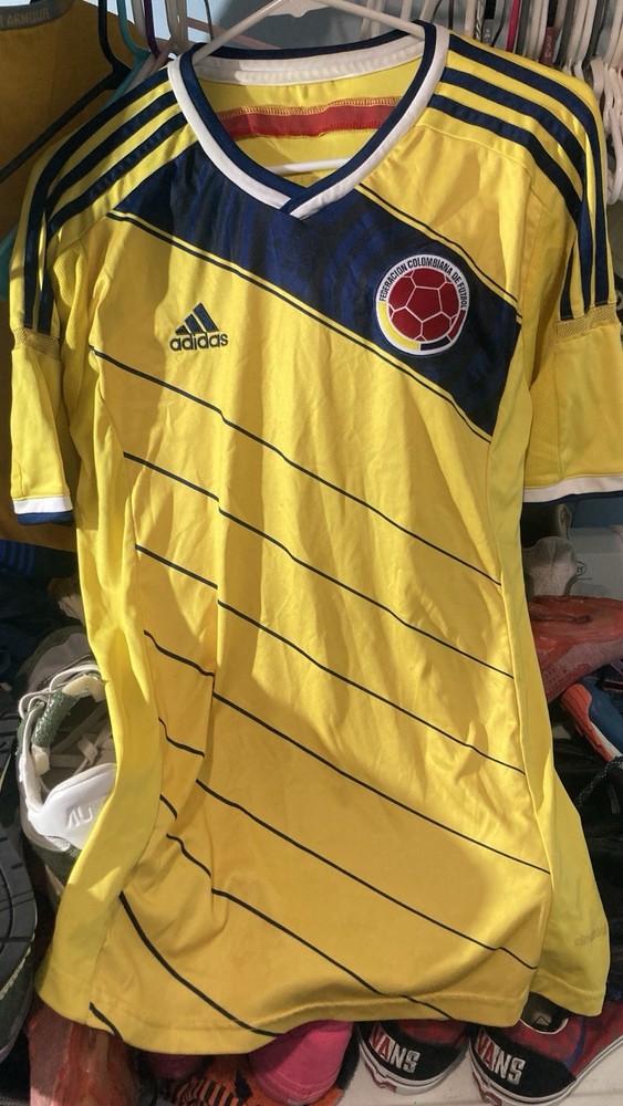 Columbia 2014 2015 Home World Cup Football Soccer Jersey Mens Medium Adidas