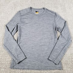 Icebreaker Shirt Mens (M) Gray Merino 200 Oasis Long-Sleeve Crewe Thermal Top
