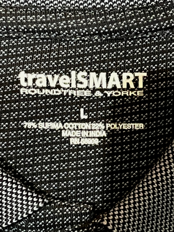 ROUNDTREE YORKE TRAVELSMART GOLF PERFORMANCE POLO SHIRT MENS L BLACK CHECK gallery