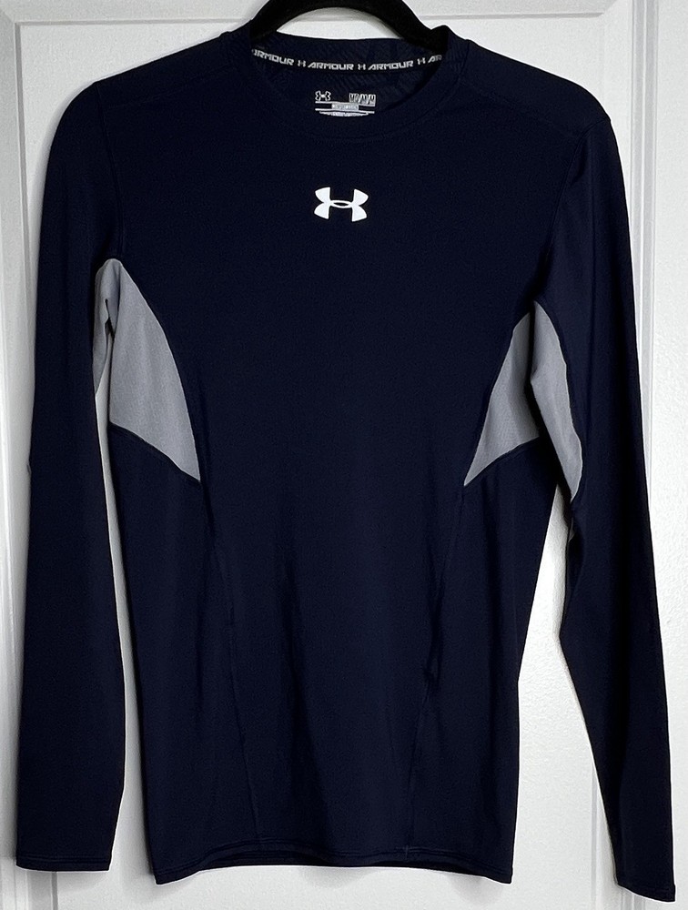 Under Armour HeatGear Long Sleeve Compression Shirt Mens Medium Blue Gray
