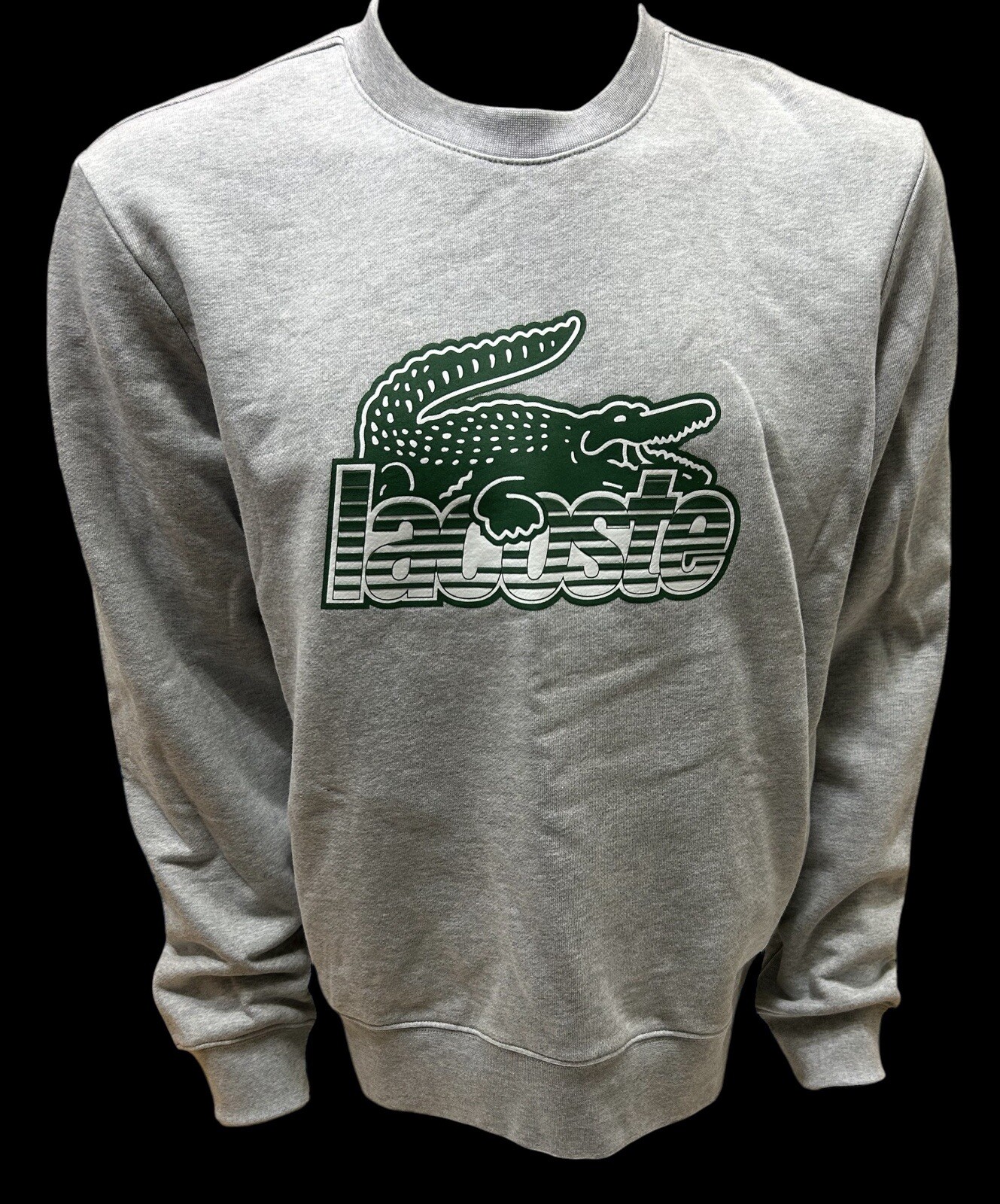 Mens Lacoste Cotton Gray Sweatshirt Size Medium (4) with Big Vinyl Lacoste Logo gallery