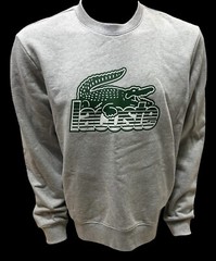 Mens Lacoste Cotton Gray Sweatshirt Size Medium (4) with Big Vinyl Lacoste Logo
