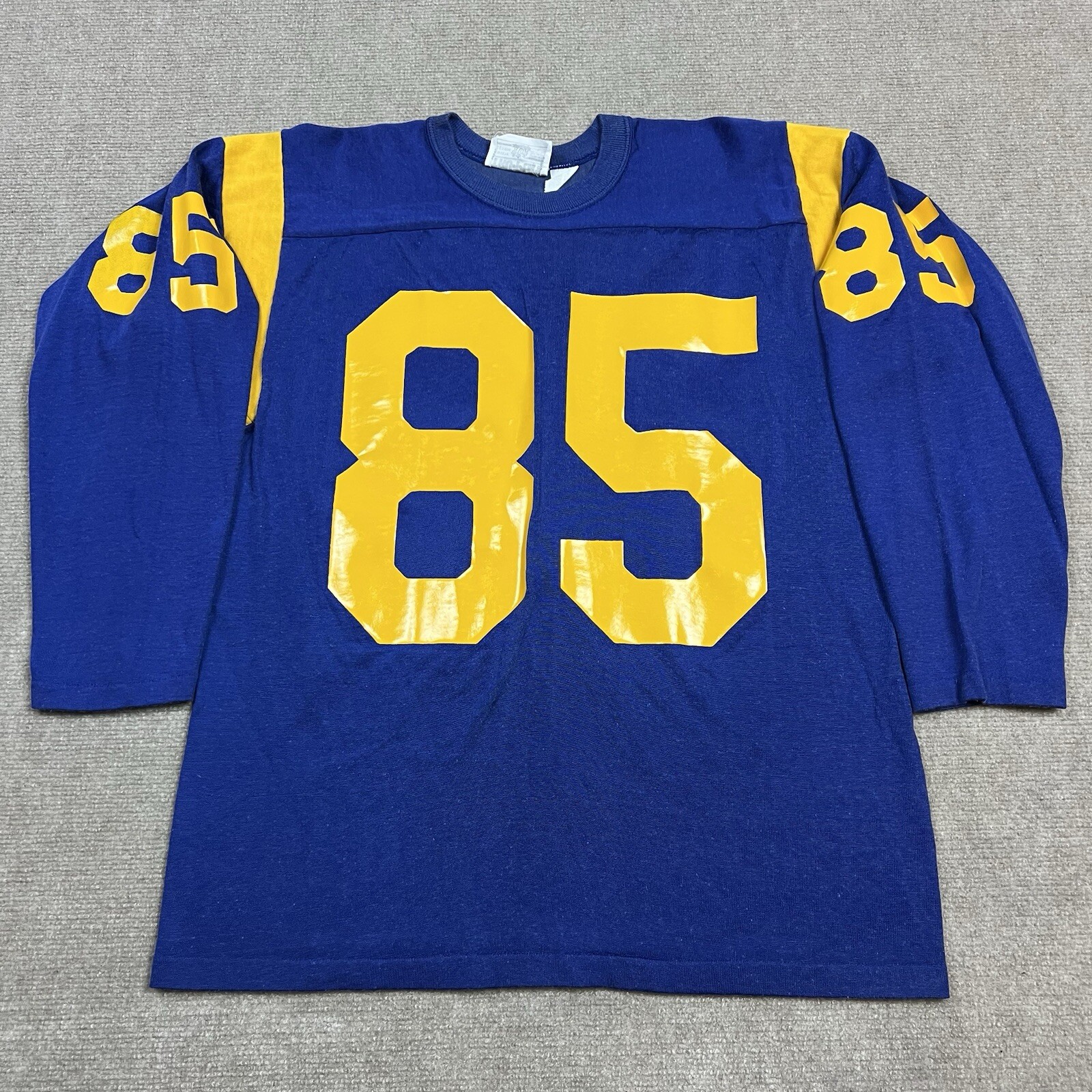 Vintage 60s Tru Play Durene Athletic Football Jersey Mens Large #85 Blue Yellow gallery
