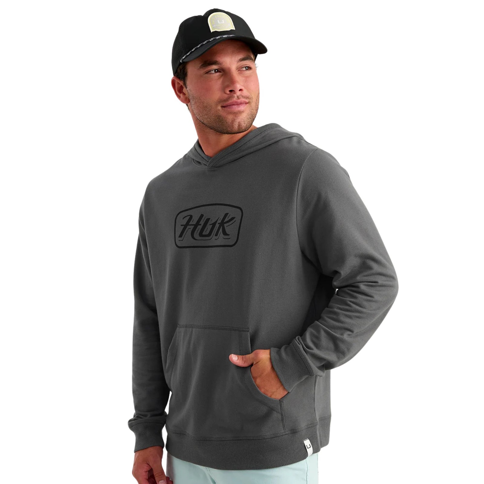 Huk Edisto Script Terry Hoodie Men's Sweatshirt, Dark Shadow, XXX-Large gallery