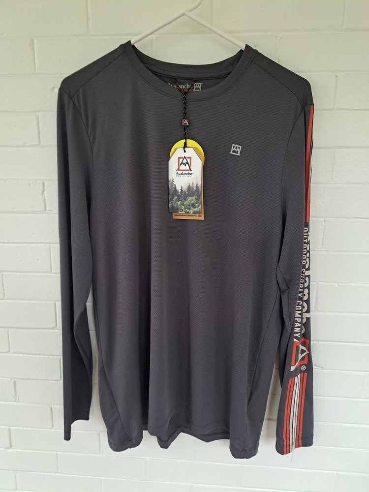 NWT Avalanche Men's Large UPF 50+ Long Sleeve Quick Dry Long Sleeve Shirt Gray