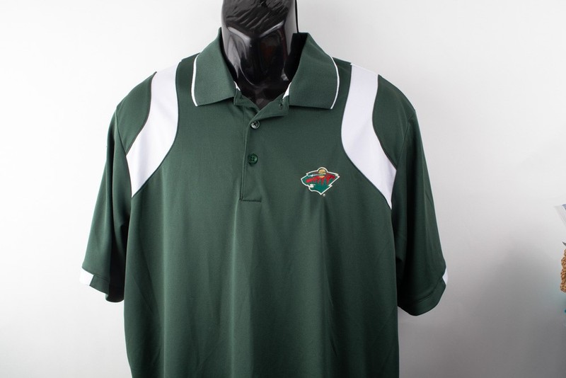 Antigua Minnesota Wild NHL Hockey Men's XL Polo Green and White Activewear gallery