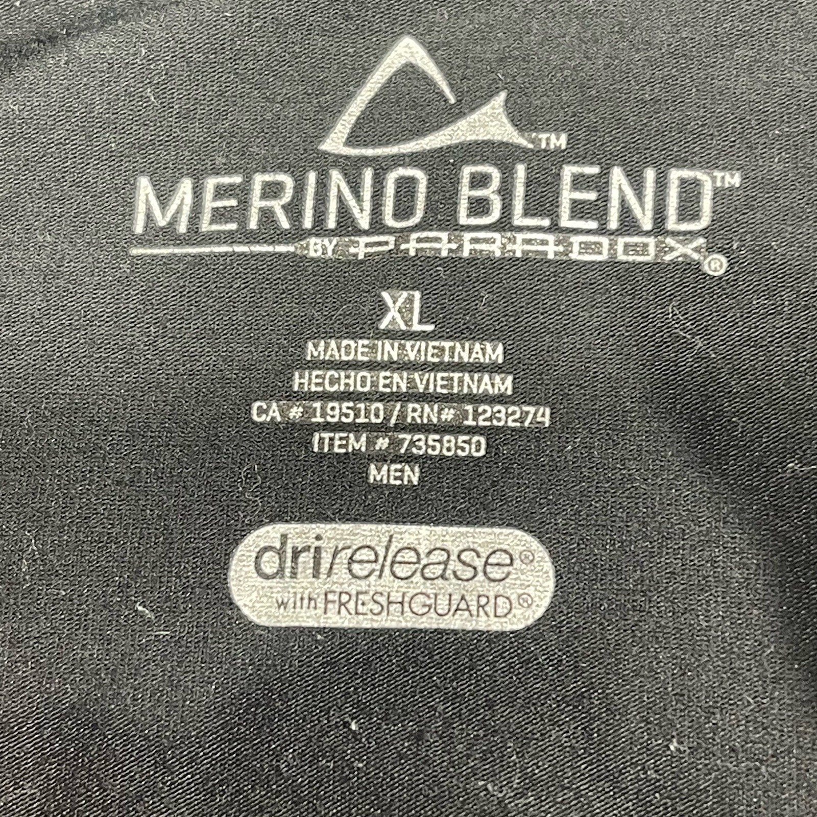 Paradox Mens XL Merino Blend Poly Wool Spandex 1/4 Zip Black O2 gallery