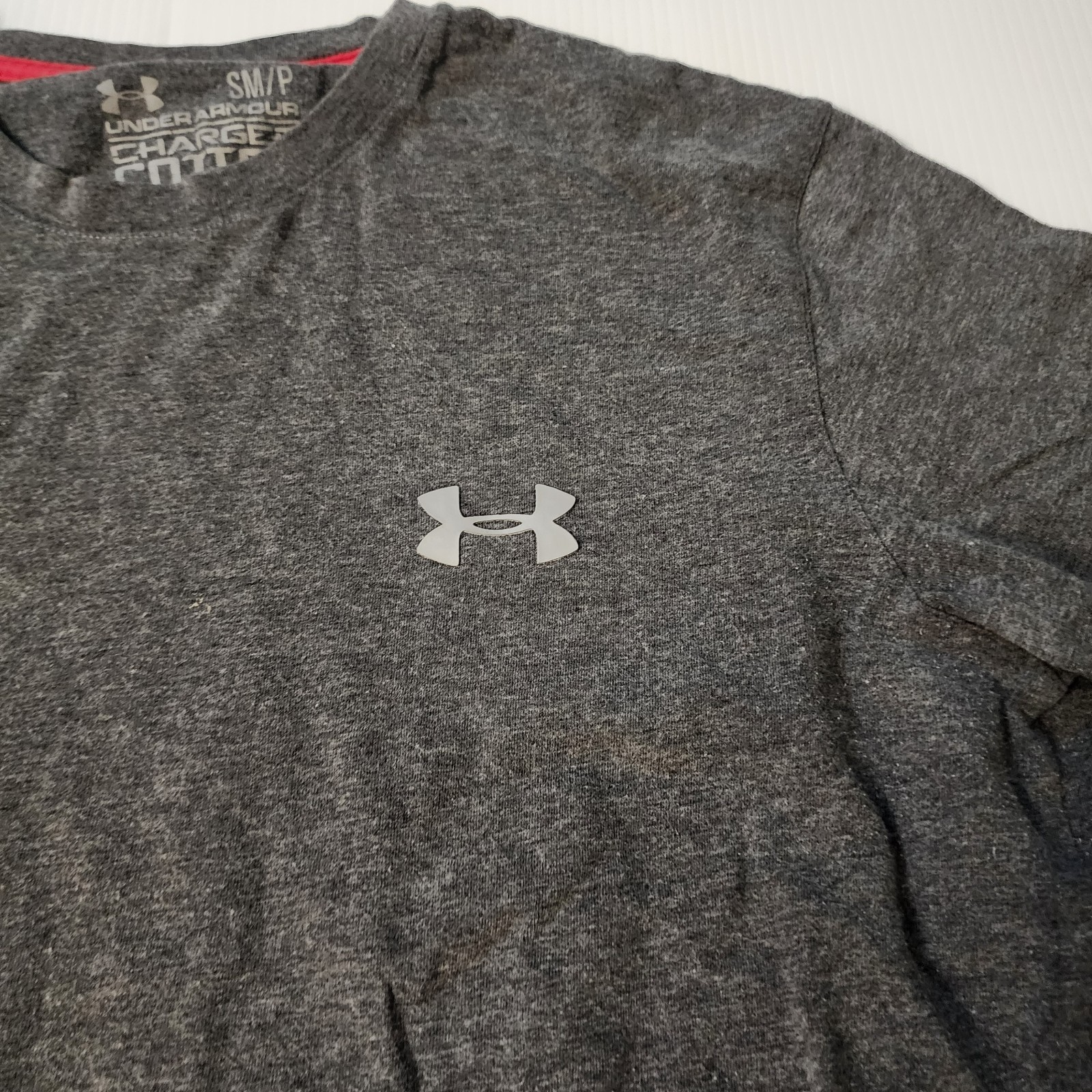 Under Armour HeatGear T-Shirt Mens Small Gray Logo Athleisure Workout gallery