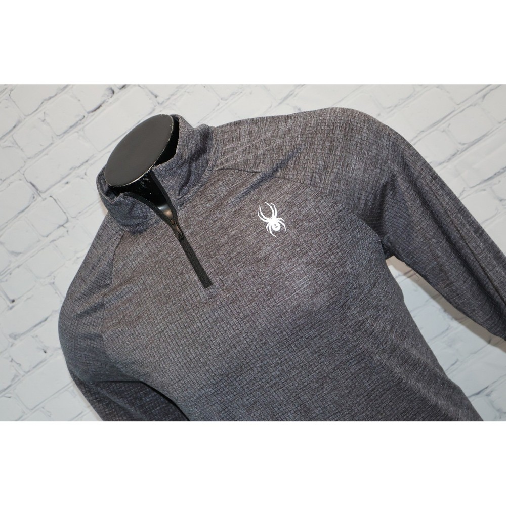 Spyder Pullover Mens Large Gray Workout 1/4 Zip Gym Golf Shirt Polyester