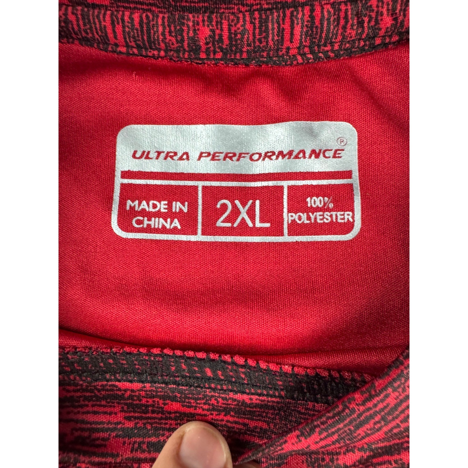 Ultra Performance Mens 2XL Sleeveless Muscle Shirt Red Black Space Dye Heather gallery