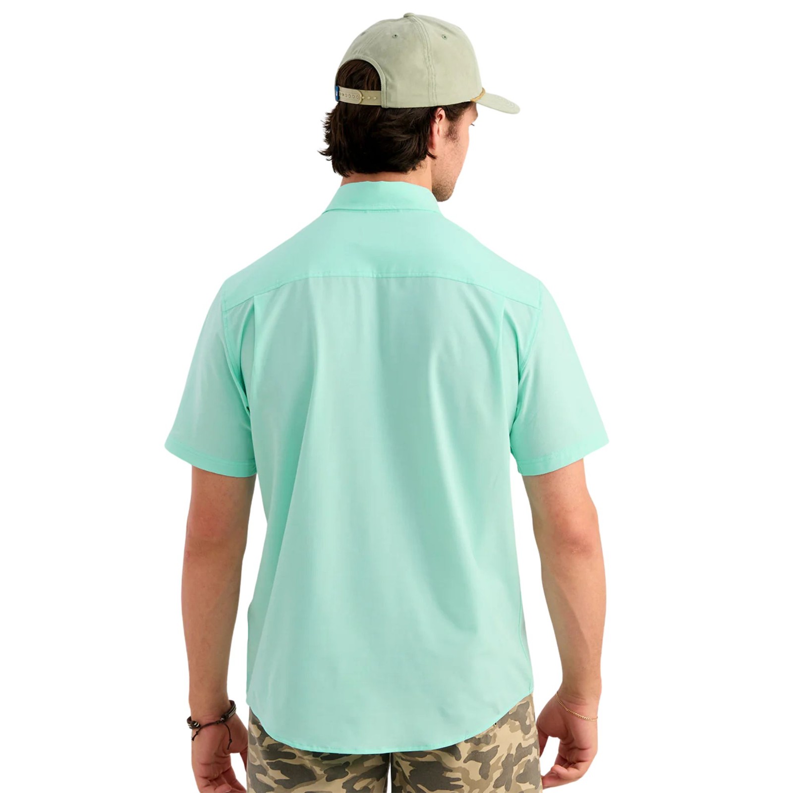 Huk Kona Solid Short Sleeve Men's Button-Down Shirt, Caicos, Large gallery