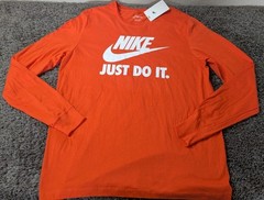 Nike Just Do It Men’s T Shirt XL Orange Graphic Logo Long Sleeve DR0531-891