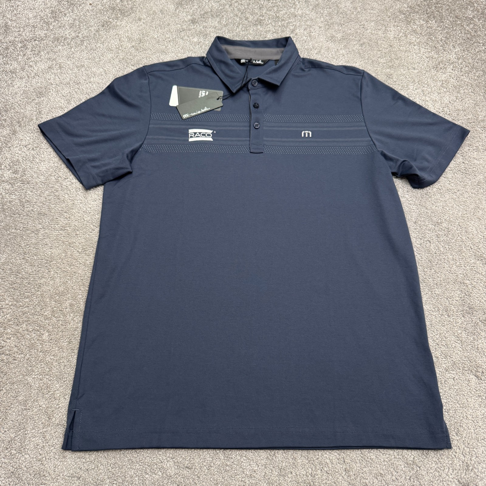 TravisMathew Monterey Chest Stripe Polo Men Large Blue Nights Golf Cotton NWT gallery