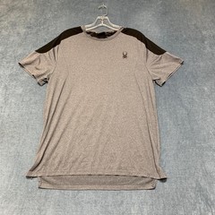 Spyder Active T-Shirt Mens Medium Heather Gray Stretch Gym Wear High Low Hem