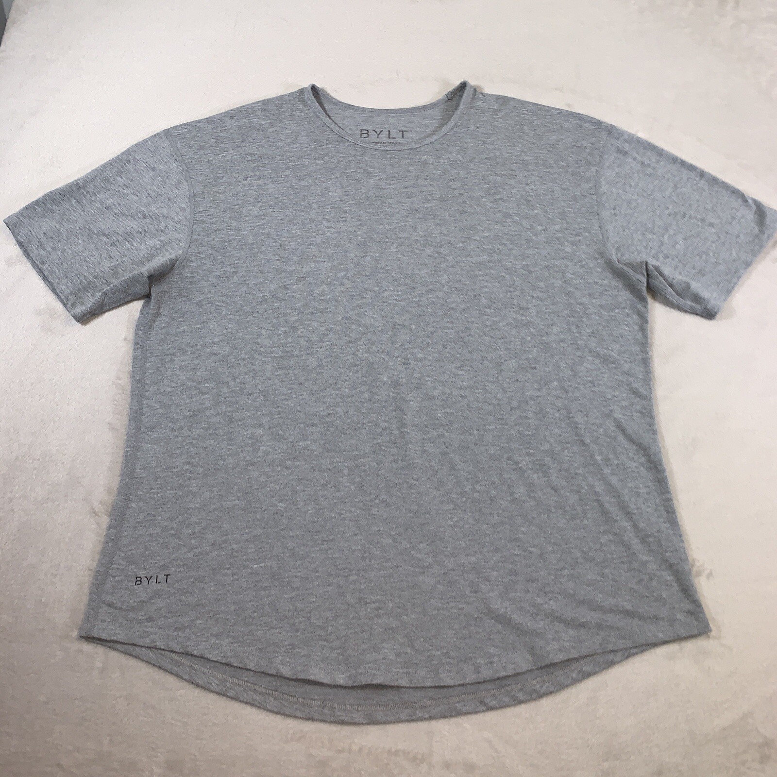 BYLT Shirt Mens 2XL Gray Drop Cut SS Bylt Blend Curved Hem Gym Casual Luxury XXL gallery