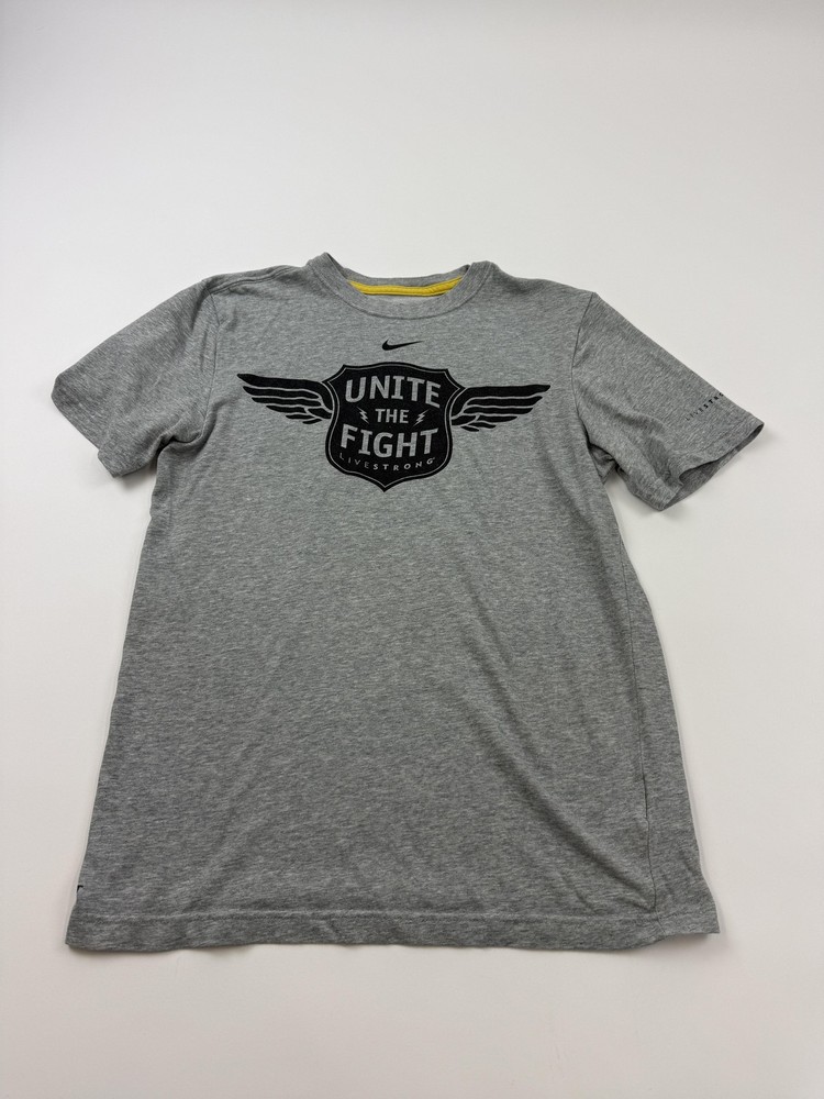 Nike Shirt Mens Small Gray Dri-Fit Unite The Fight Livestrong Tee Athletic Top