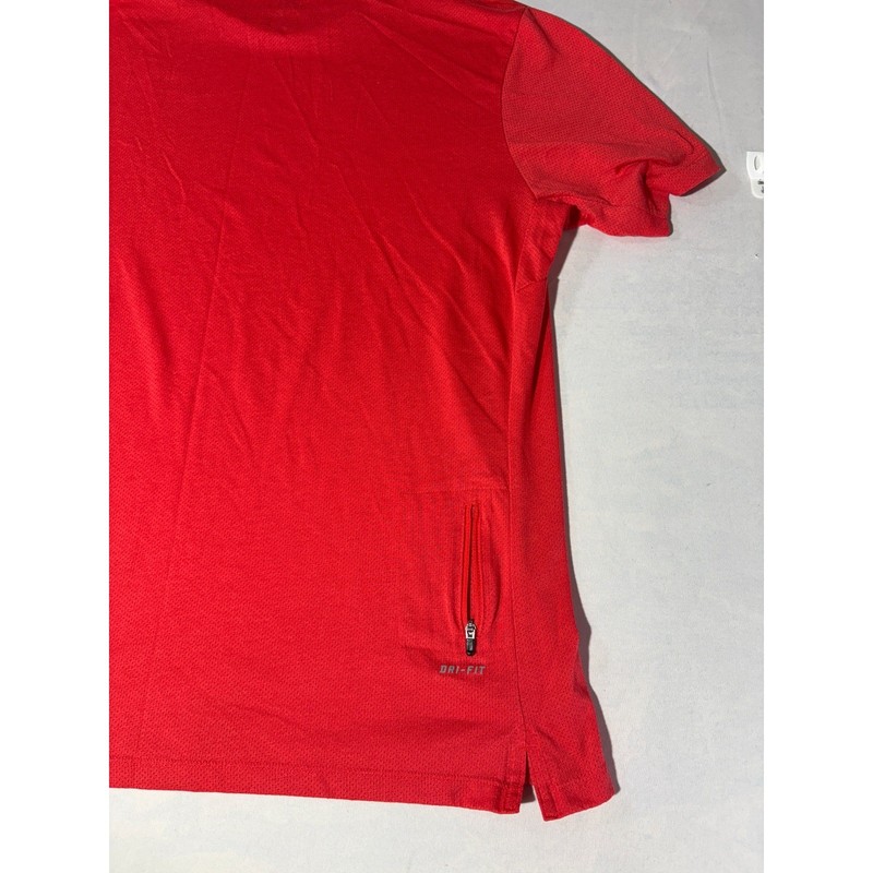 Nike Running Mens Dri-FIT Red Mesh Short Sleeve T-Shirt Back Zip Pocket Size L gallery