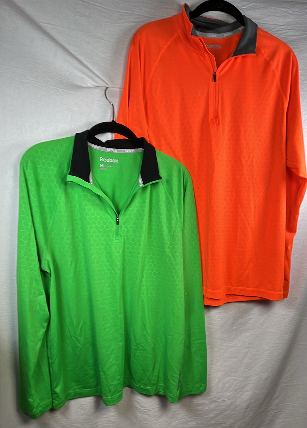Reebok PlayDry1/4 Zip Long Sleeve/M Sold as PAIR/2 Orange and Green Fathers Day gallery