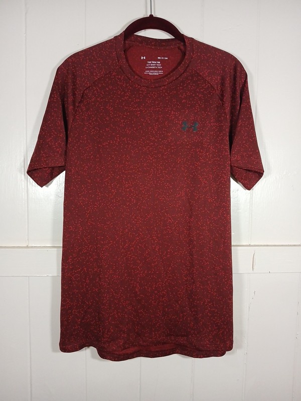 Under Armour Shirt The Tech Tee Men's Small Red HeatGear Athletic SS 1370374 gallery