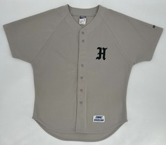 Vintage 1980s Bike Baseball Jersey Mens Large Gray #10 Nigel Brick Button Shirt