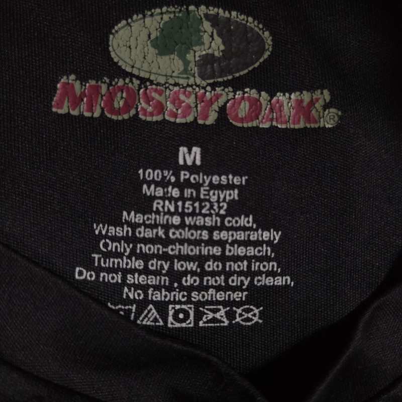 Mossy Oak Shirt Mens Medium Black Camo Flag Graphic Polyester Outdoor Tee gallery