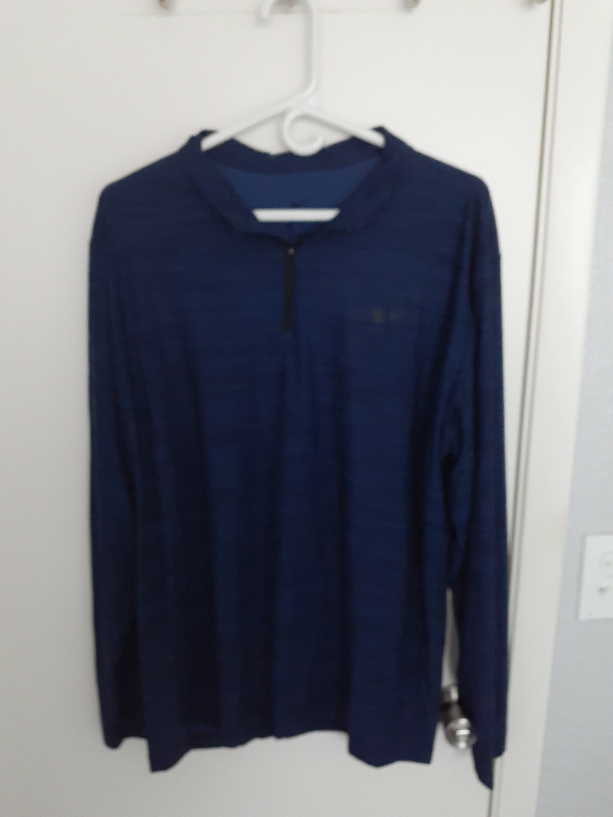 Nike Men's XL Quarter Zip Training Pullover Blue/Black Heather Mens EUC gallery