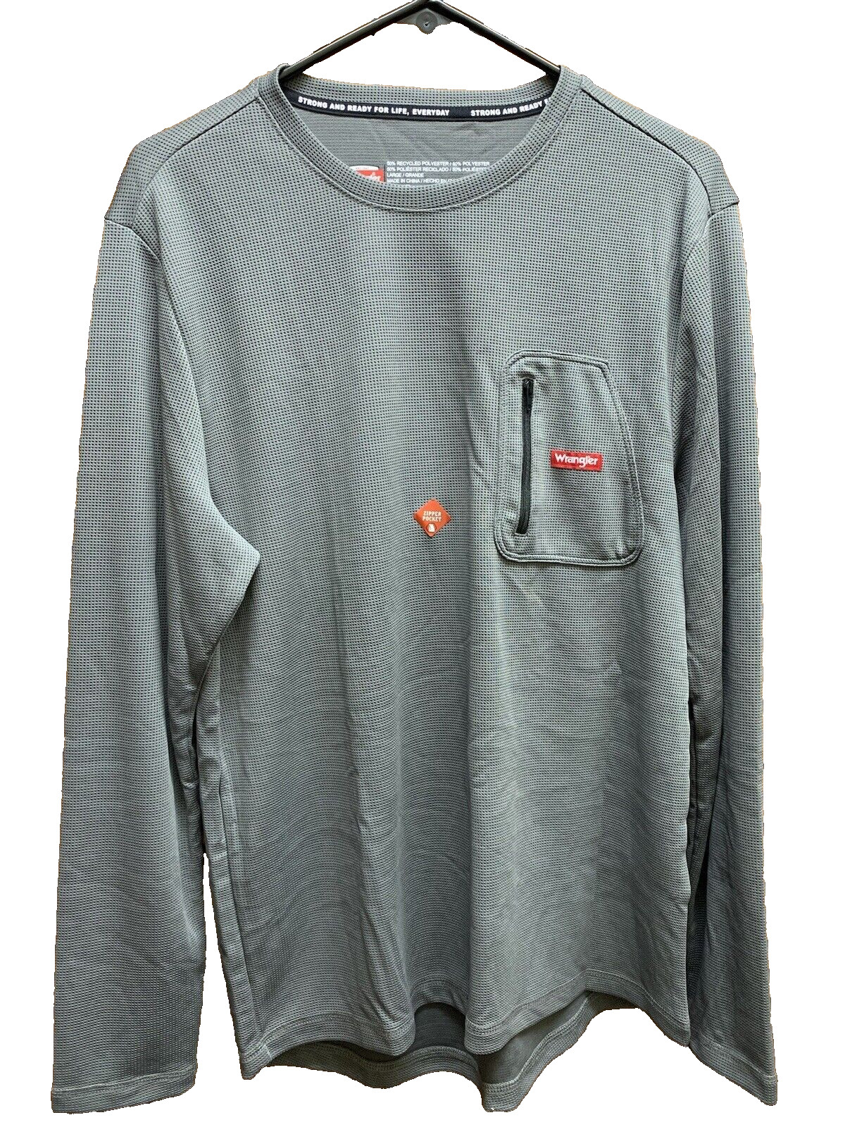 NEW Wrangler Workwear Performance Base Layer GRAY Men’s Long Sleeve Shirt SZ L gallery