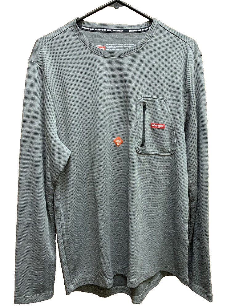 NEW Wrangler Workwear Performance Base Layer GRAY Men’s Long Sleeve Shirt SZ L
